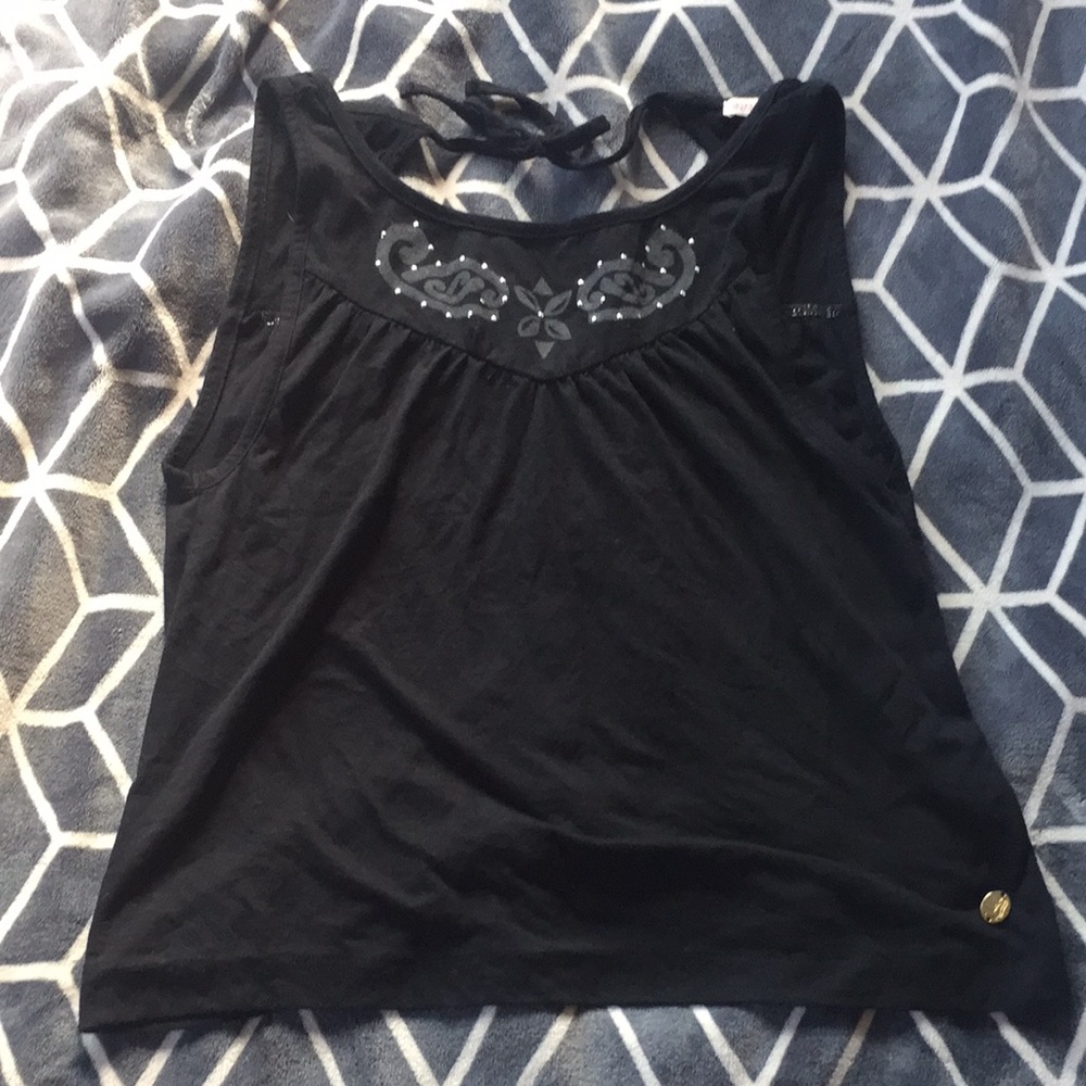 Black Hinano tank top with string tie